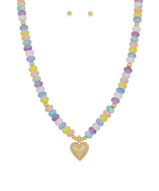 Victor Bead & Heart Necklace
