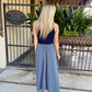 Hunter Maxi Mock Neck- Navy/White Stripe