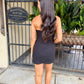 Nancy Strapless Linen Mini Dress- Black