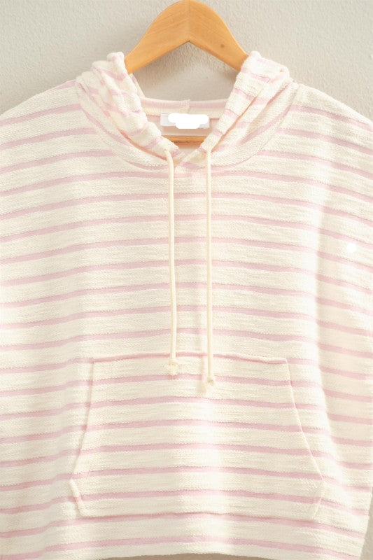 Davis Striped Hooded Top- Pink