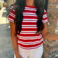 Zuma Stripe Crew Tee- Red