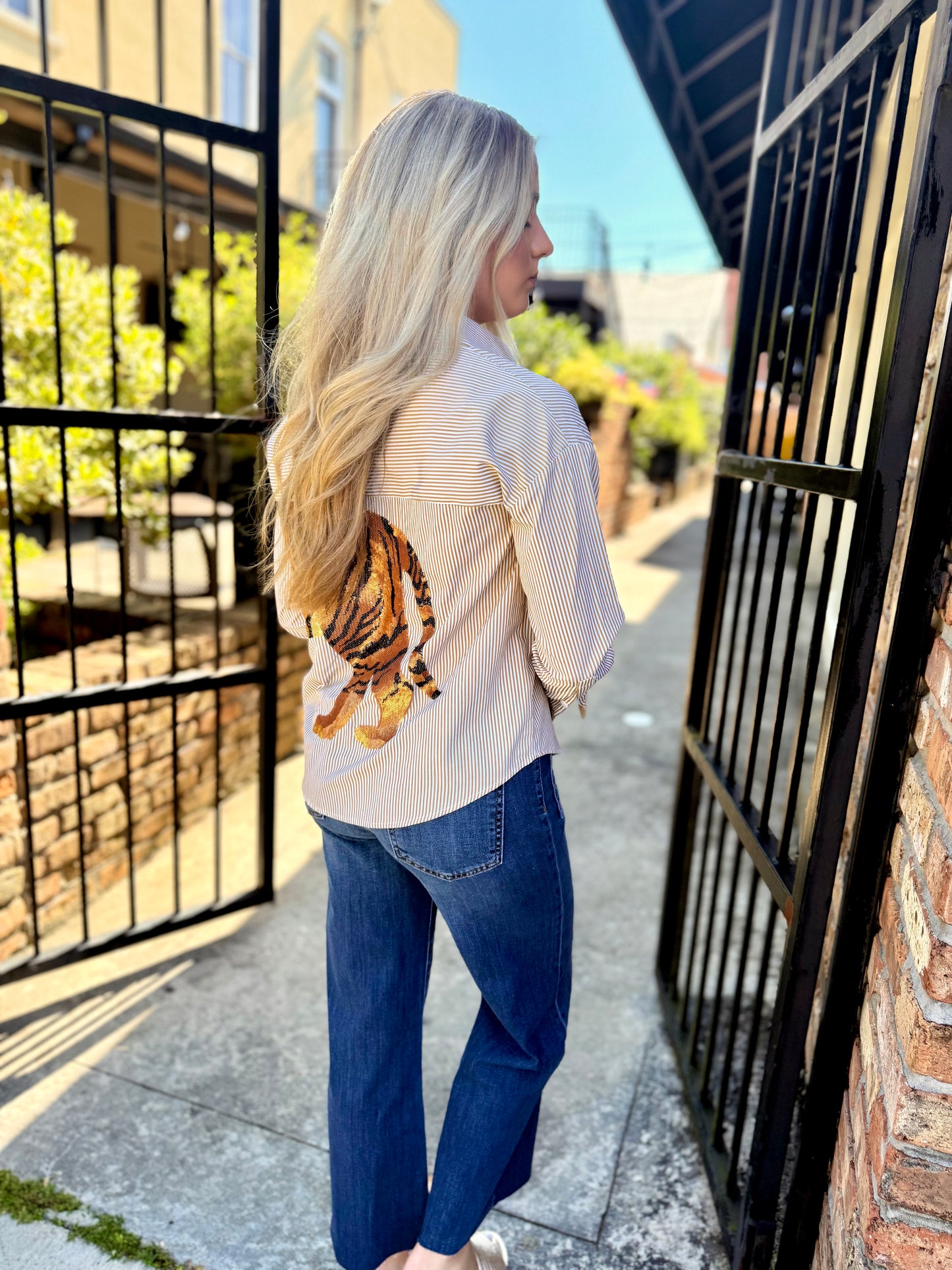 Tiger Striped Button Down
