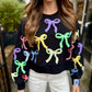 Multi Bow Sweatshirt- Black