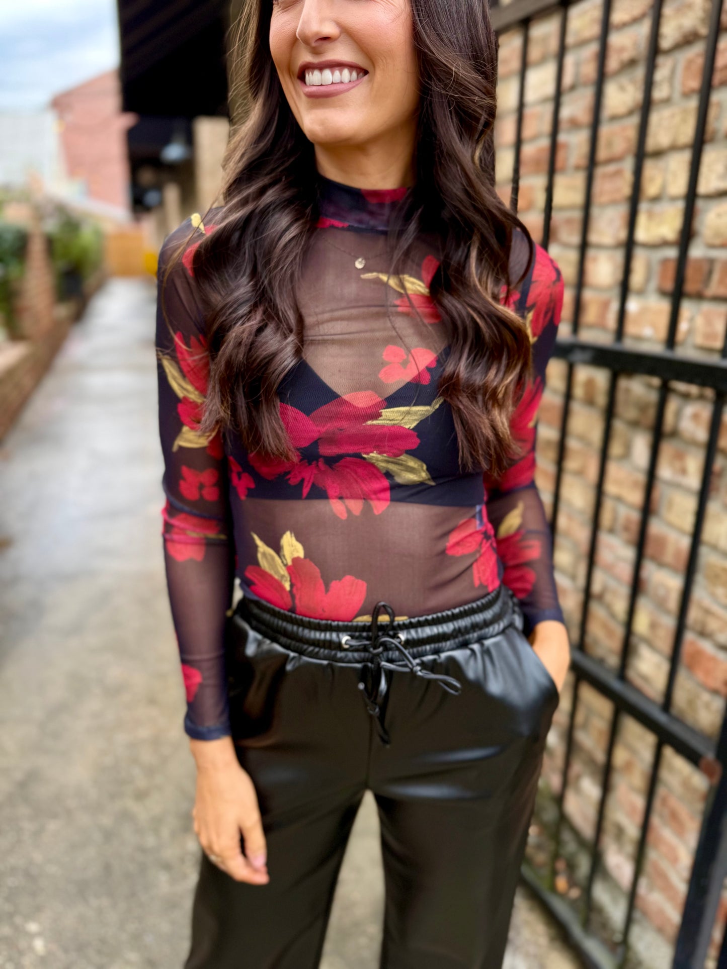 Gypset Glamour Mesh Top- Red Multi