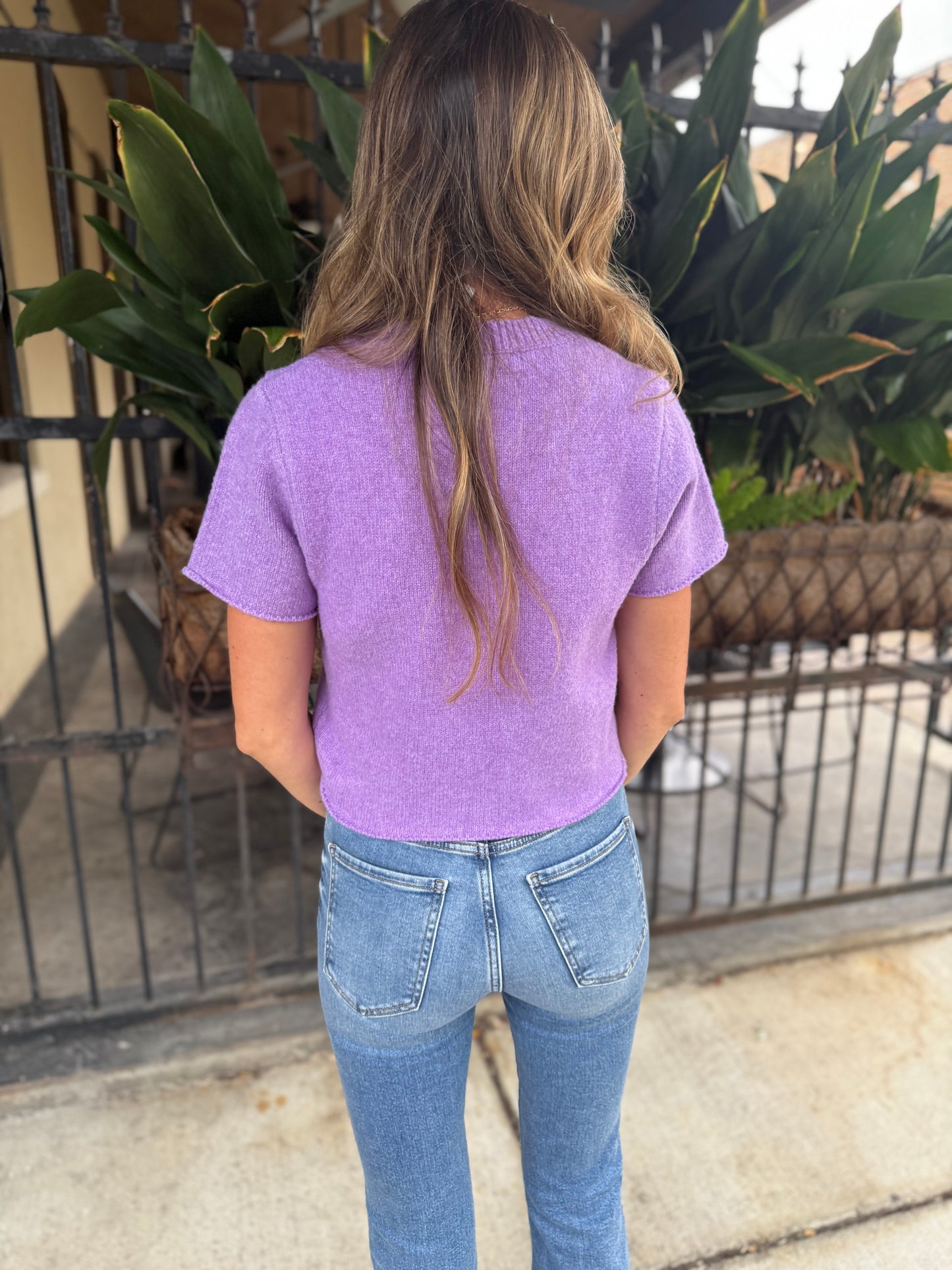 Jessie Crop Sweater- Purple