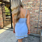 Tabby Contrast Mini Dress- Sky Blue