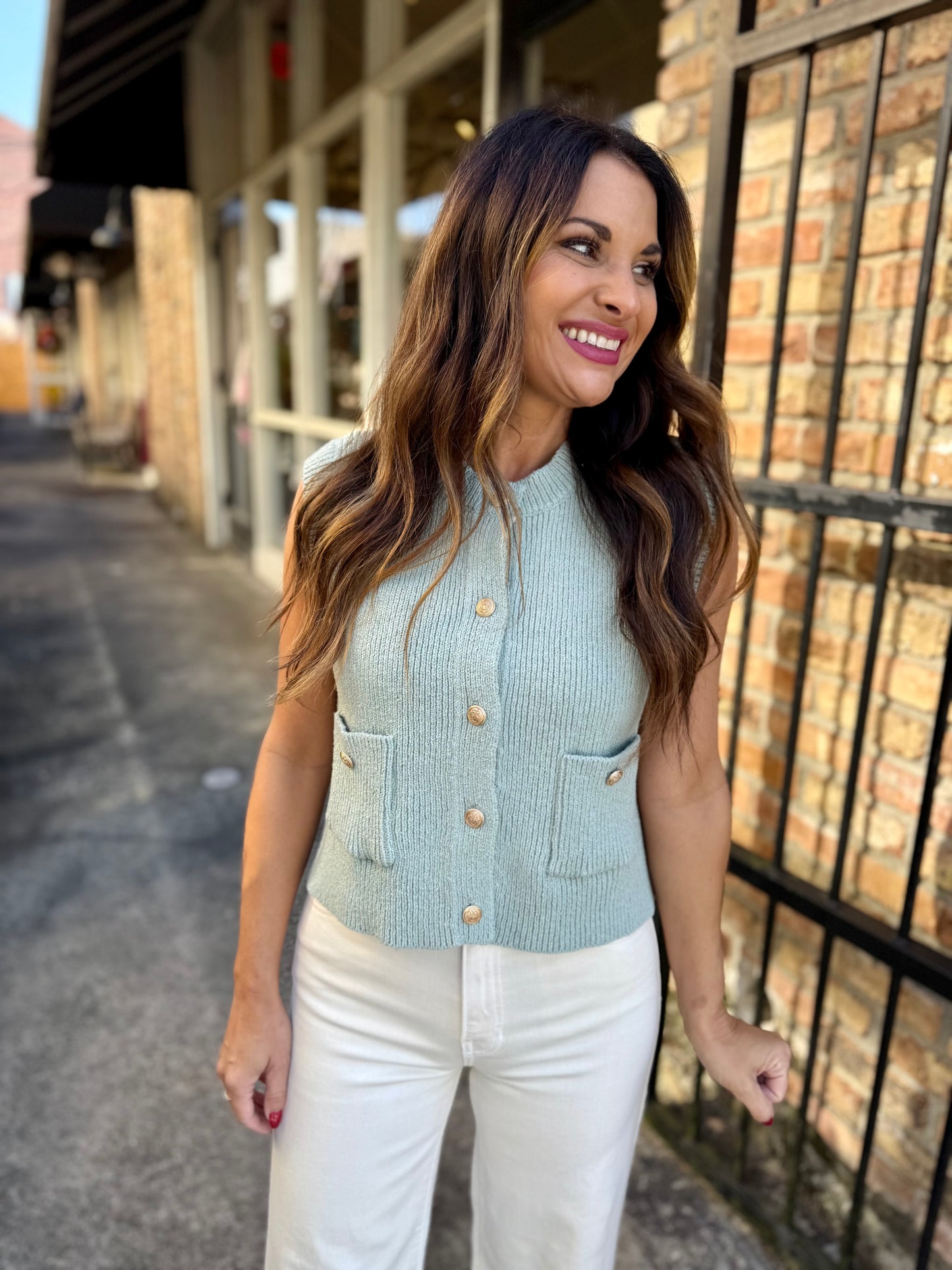 Womack Rib Vest Top- Dk Sage