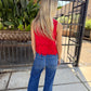 Kayla Eyelet Top- Red