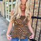 Tiger Cami Panel Tank- Brown/Black