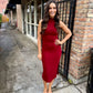 Cliffside Midi Dress- Deep Red