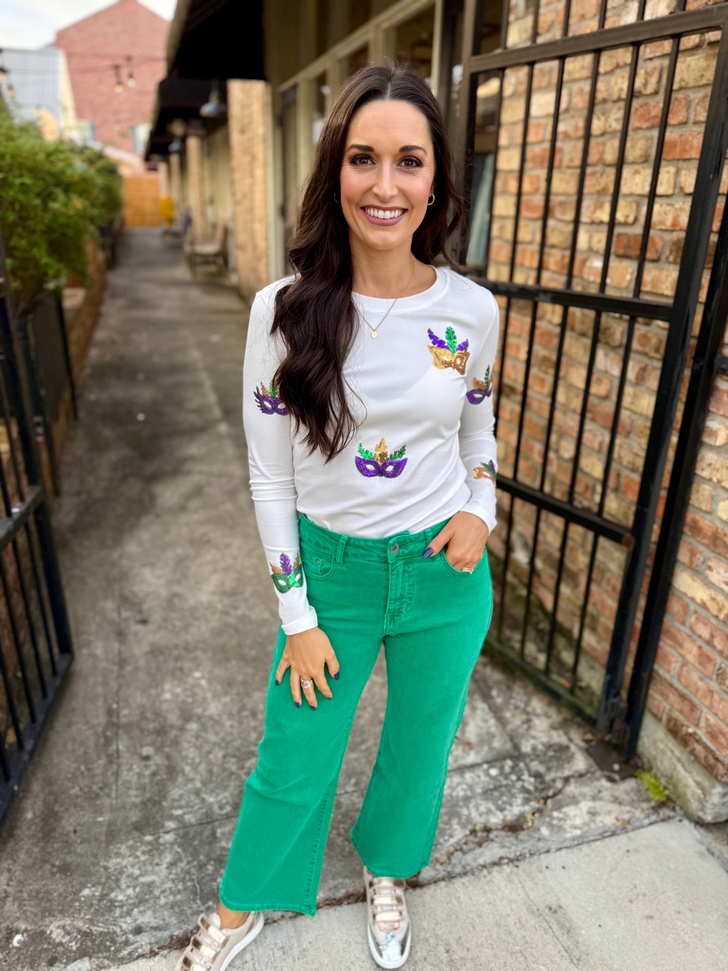 Mardi Gras LS Mask Tee