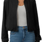 Kensie Faux Suede Bomber Jacket- Black