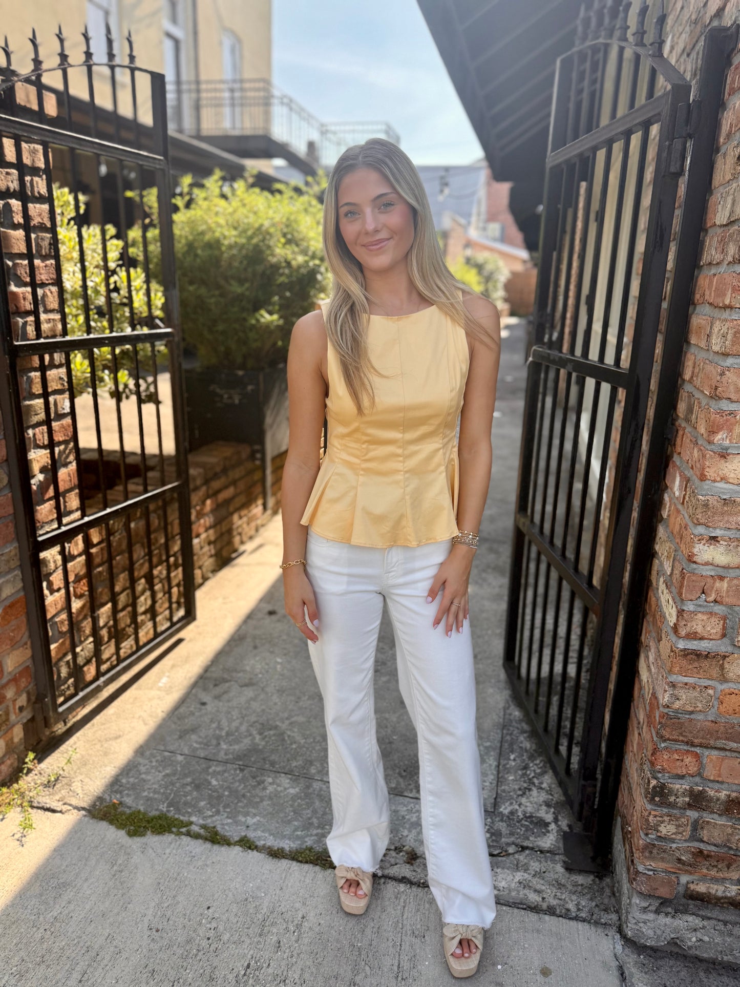 Chad Boatneck Peplum- Yellow