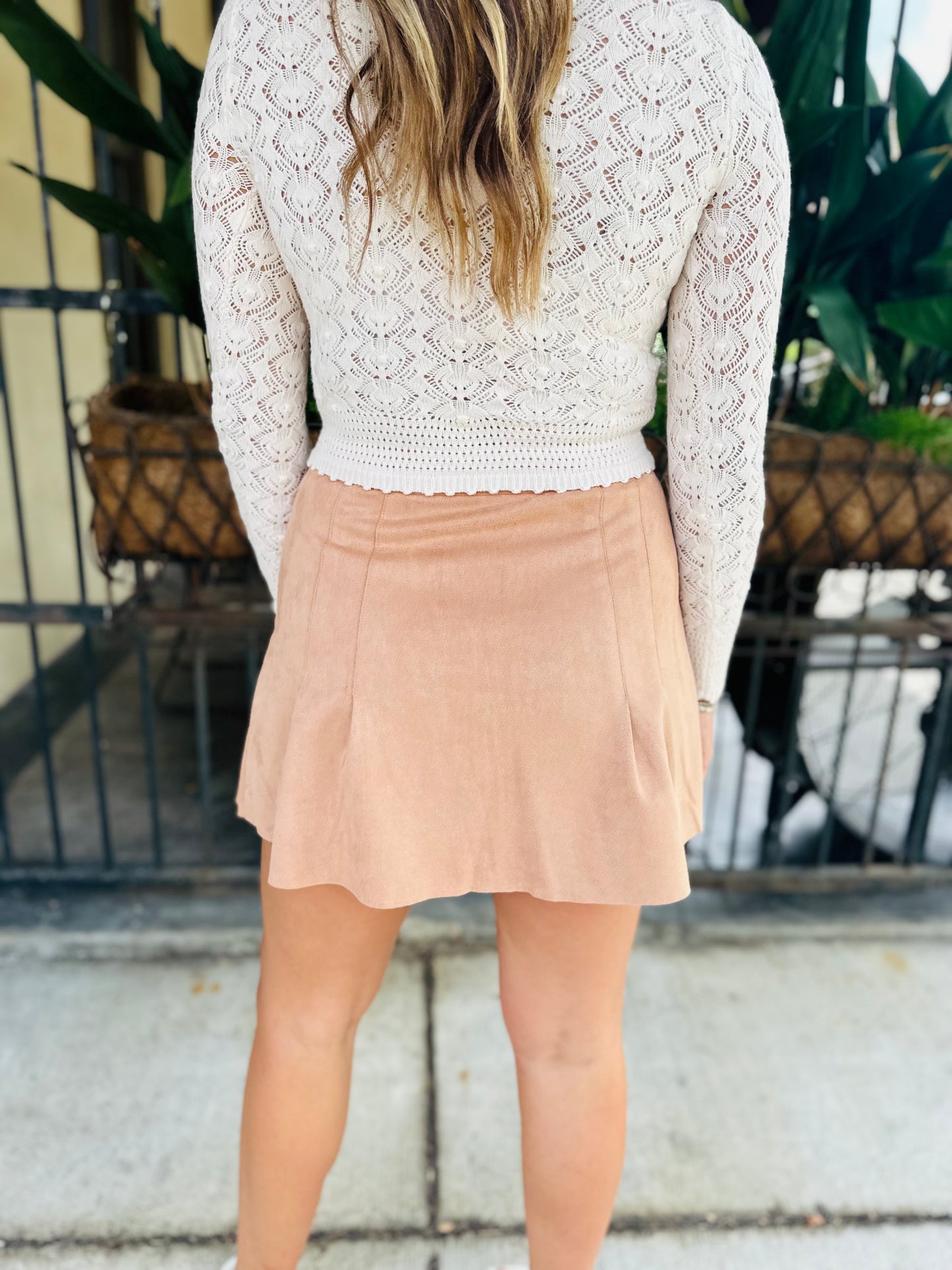 Pointelle Fitted Top- Ivory/Blush