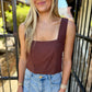 Z Supply Magnolia Linen Top- Chocolate Cherry