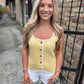Dillon Vest Button Tank- Yellow & White