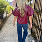 Cecila Faux Leather Top- Cordovan
