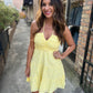 Hara Eyelet Halter Mini Dress- Lemon