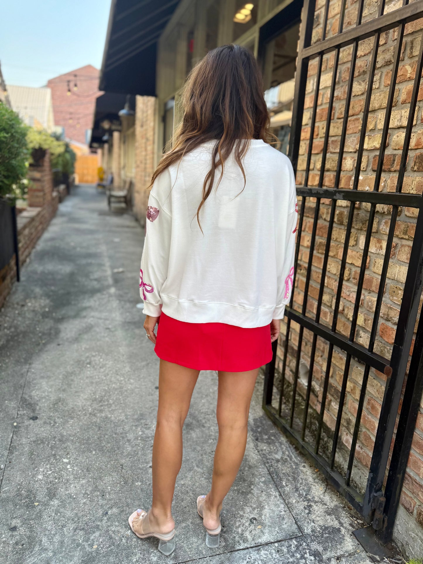 Millie Bows Sweatshirt- White