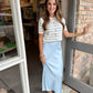 Naomi Striped Cardigan Top- Ice Blue
