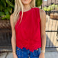 Kayla Eyelet Top- Red