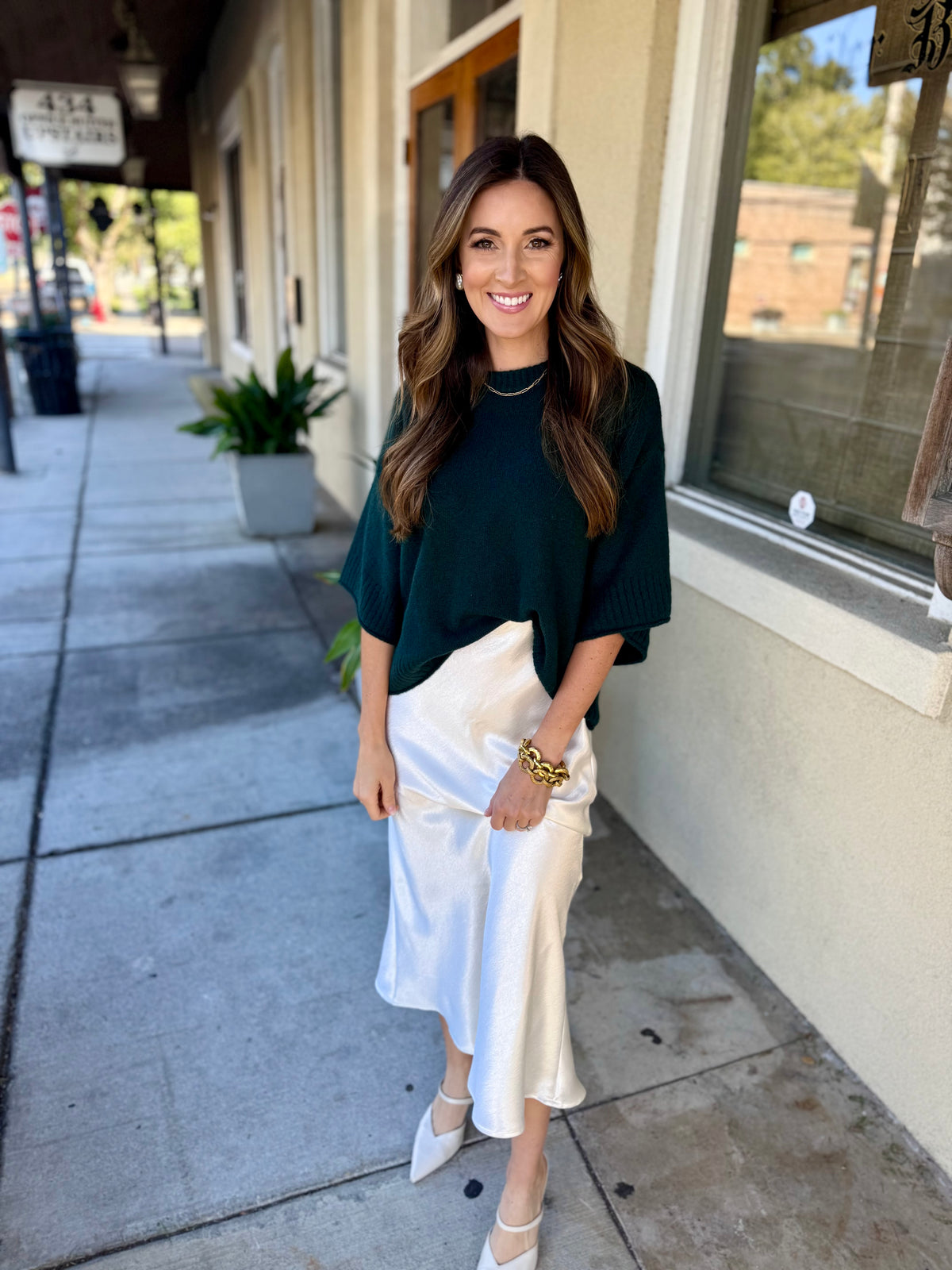 Fallow Flared Sweater Top- Green