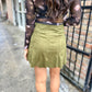 Scalloped Suede Mini Skirt- Olive