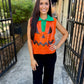 Queen Pumpkin Face Collar Button Up Vest