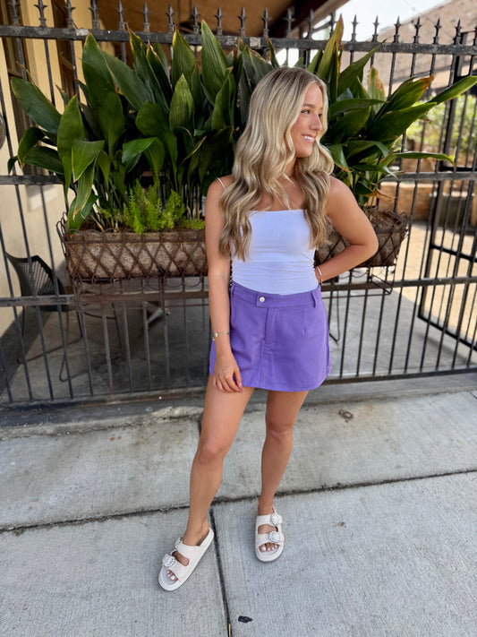 Mulkey Denim Skort- Purple