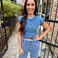 Move Mineral 2 PC Crop Top And Jogger Set- Navy