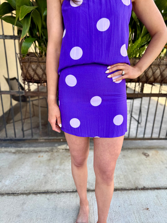 Lane Polka Dot Skirt- Purple