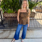 Tiger Cami Panel Tank- Brown/Black