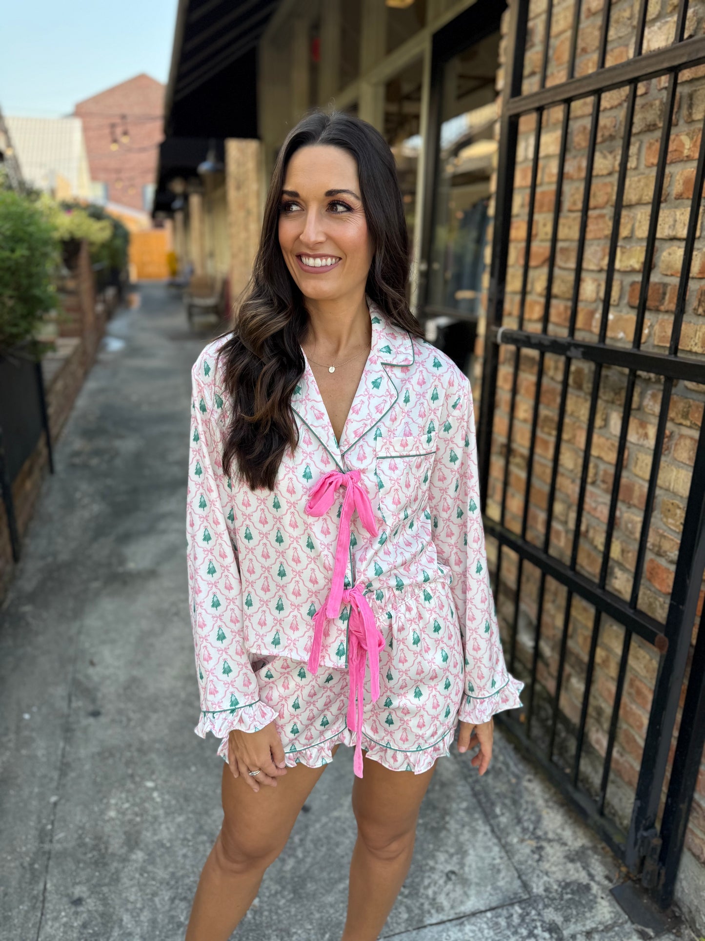 Christmas Tree Pajama SET- Pink