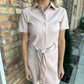 Jolene Button Up Leather Dress- Rose Taupe
