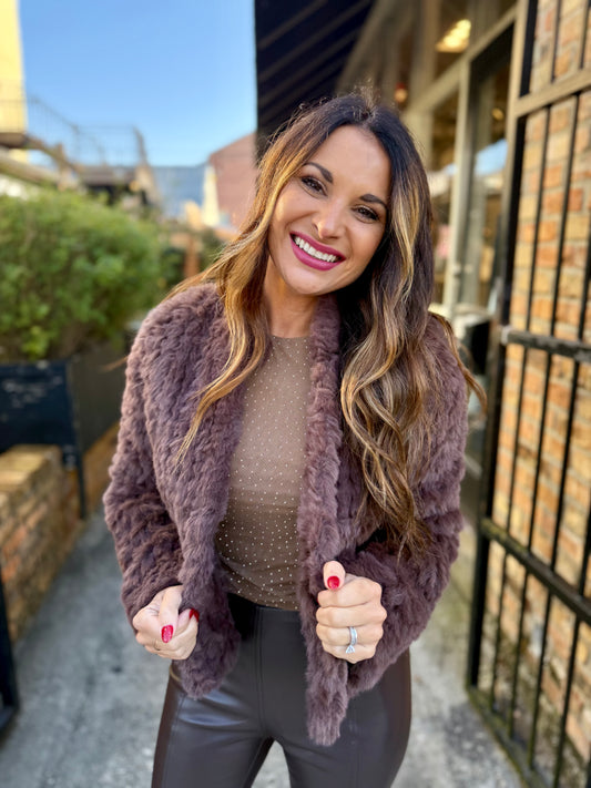 Deline Faux Fur Jacket- Mocha