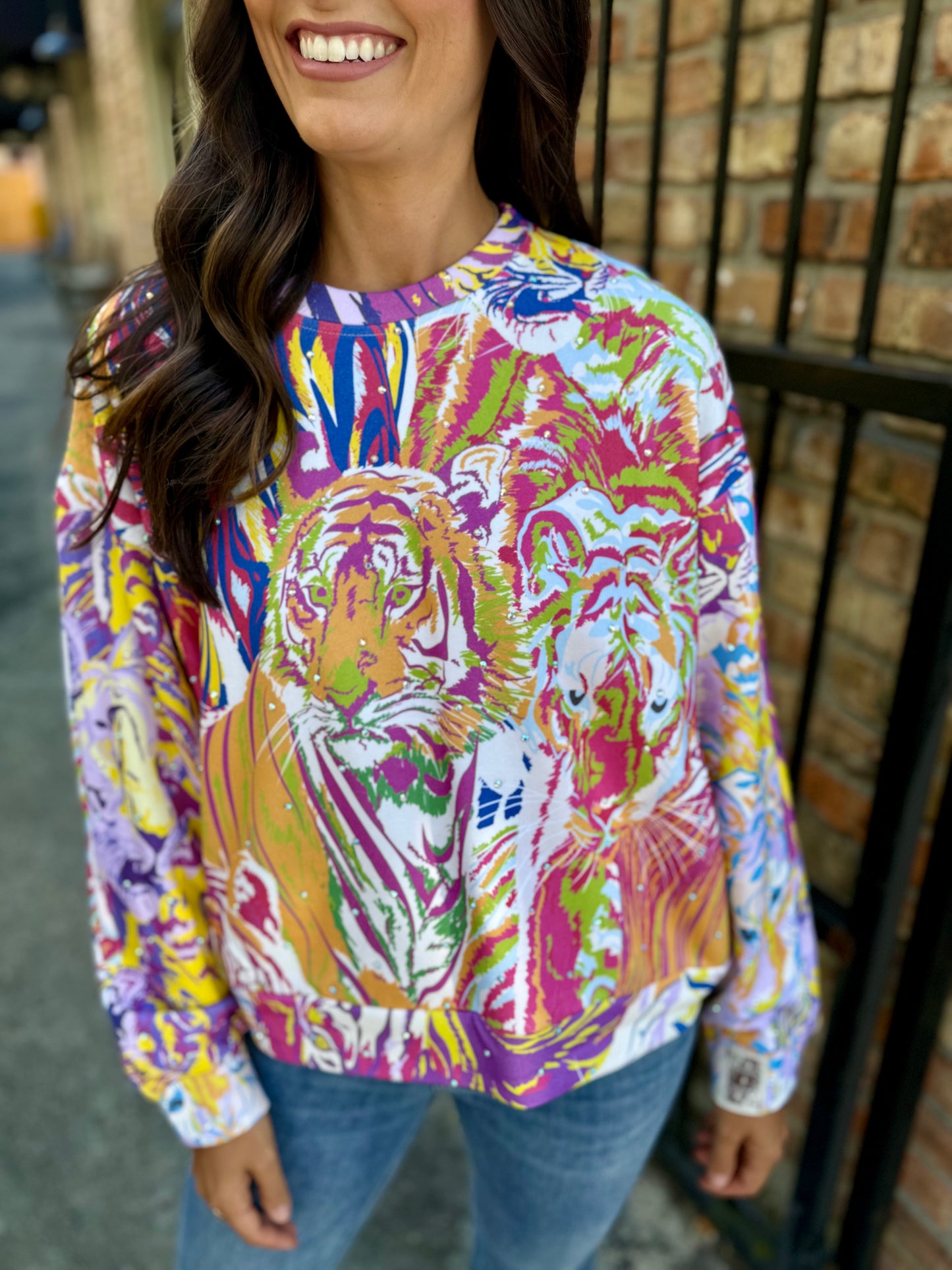 Rainbow Multi Abstract Tiger Sweatshirt