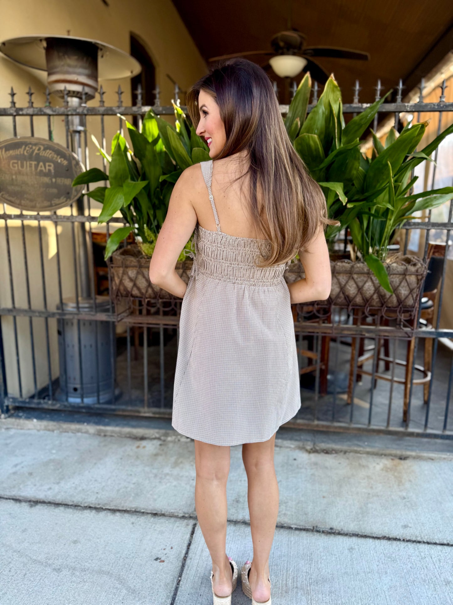 Eastern Plaid Smocked Mini Dress