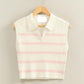 Collared Striped Polo Vest- Pink/Ivory