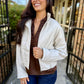 Philly Faux Leather Bomber Jacket- Ivory
