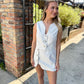 Wavy Cutout Mini Skort- Linen