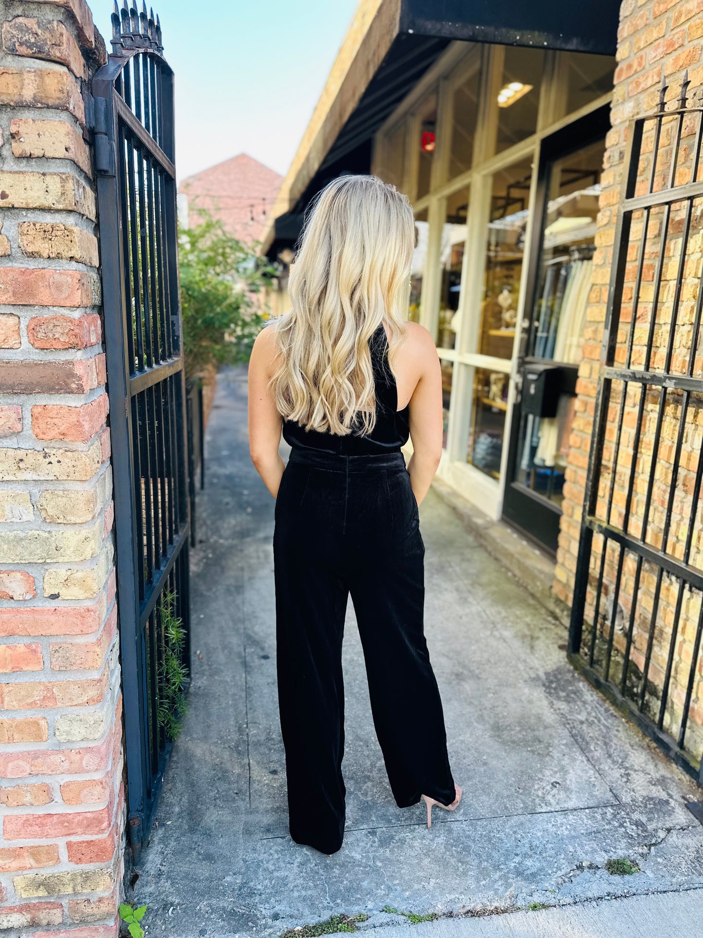 Belinda Velvet Jumpsuit- Black