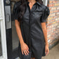Vivienne Faux Leather Dress- Black