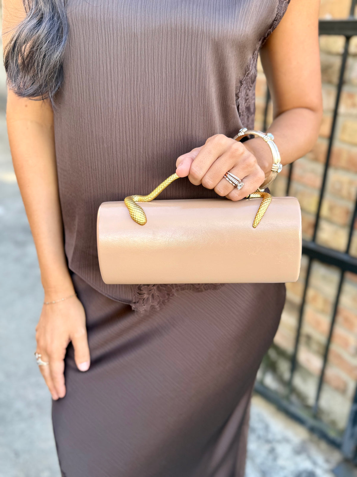 Cleo Evening Clutch- Beige