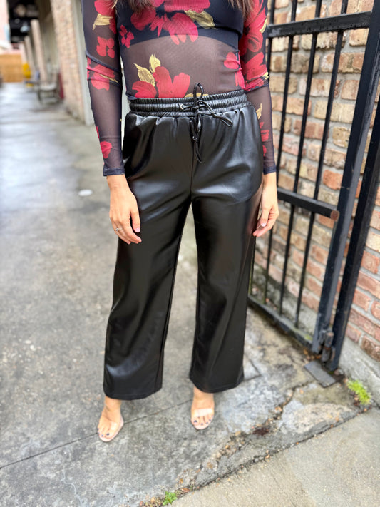 Ranch Rebel Soft Vegan Leather Pants- Black