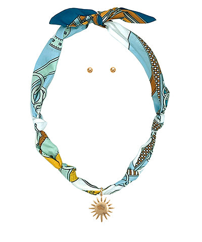 Scarf Necklace SET- Blue/Sunburst