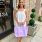 Glossy Striped Tote Bag- White/Pink