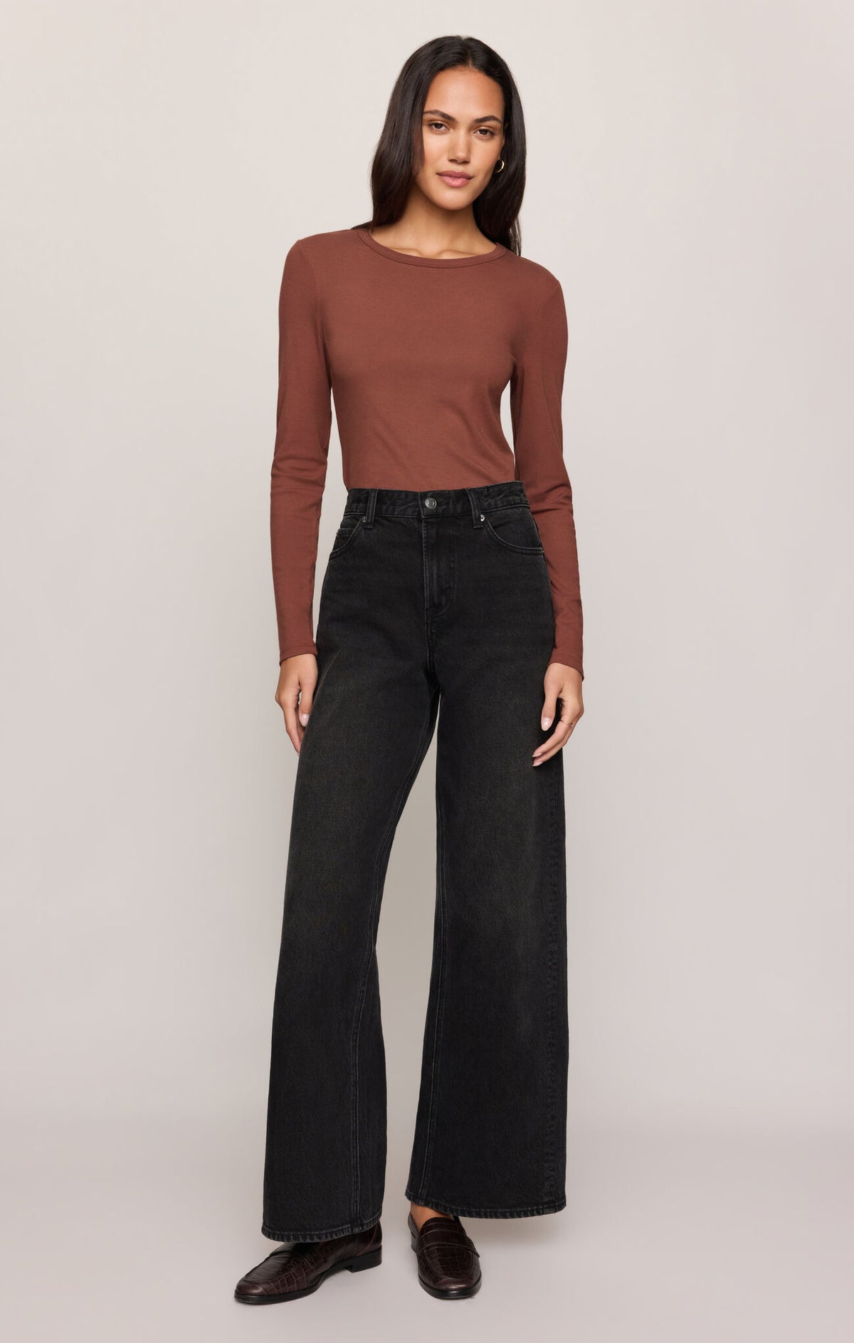 Z Supply Second Skin LS Tee- Dk Rosewood