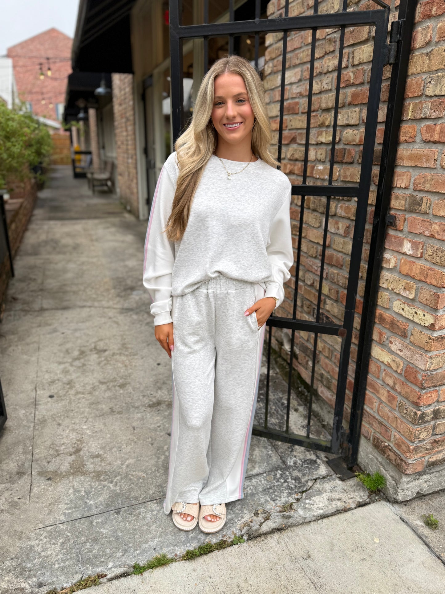 Varsity Striped Cloud Pant- Grey