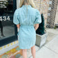 Abide Button Denim Dress- Mint