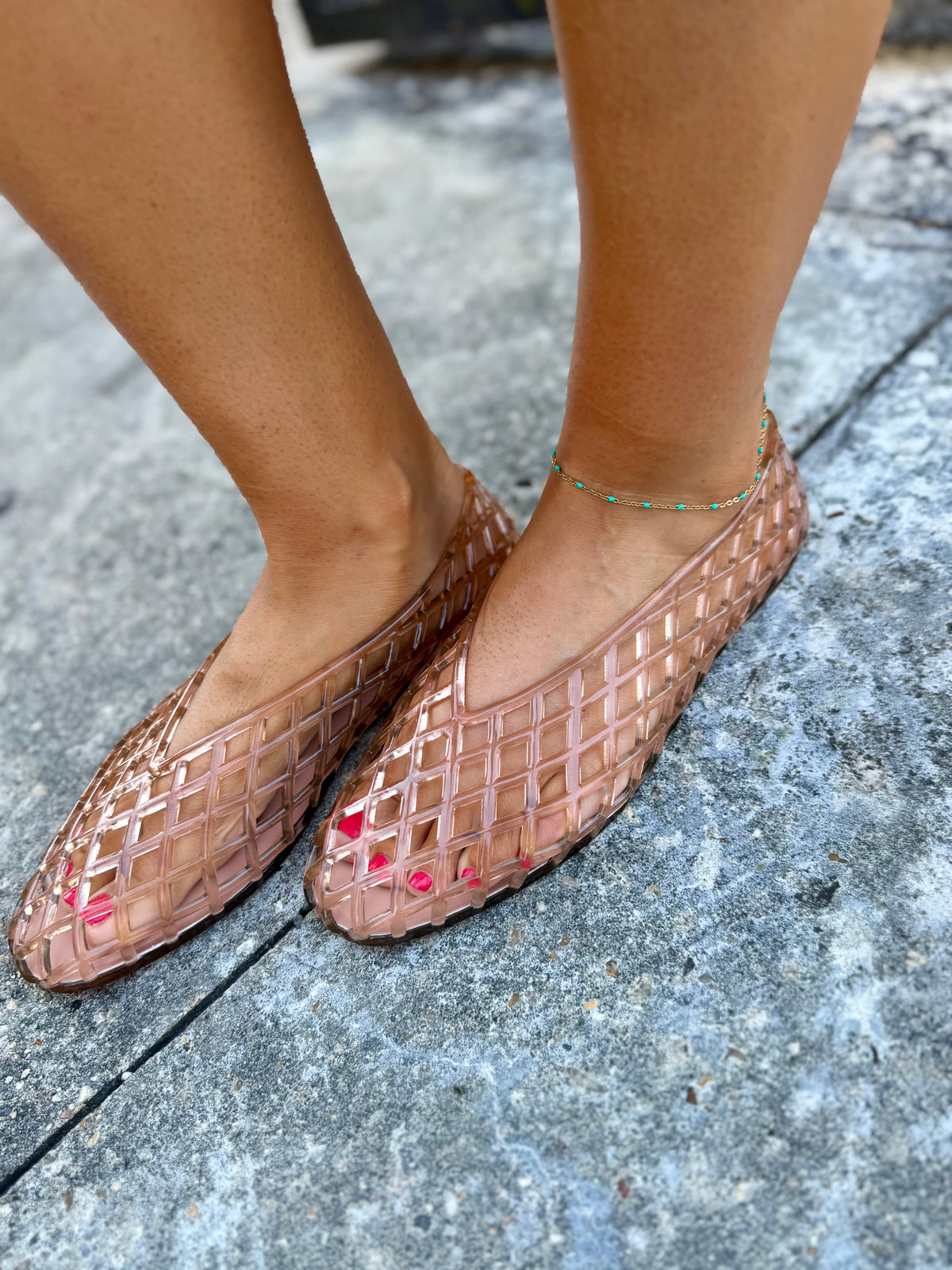 User Jelly Ballet Flats- Nude